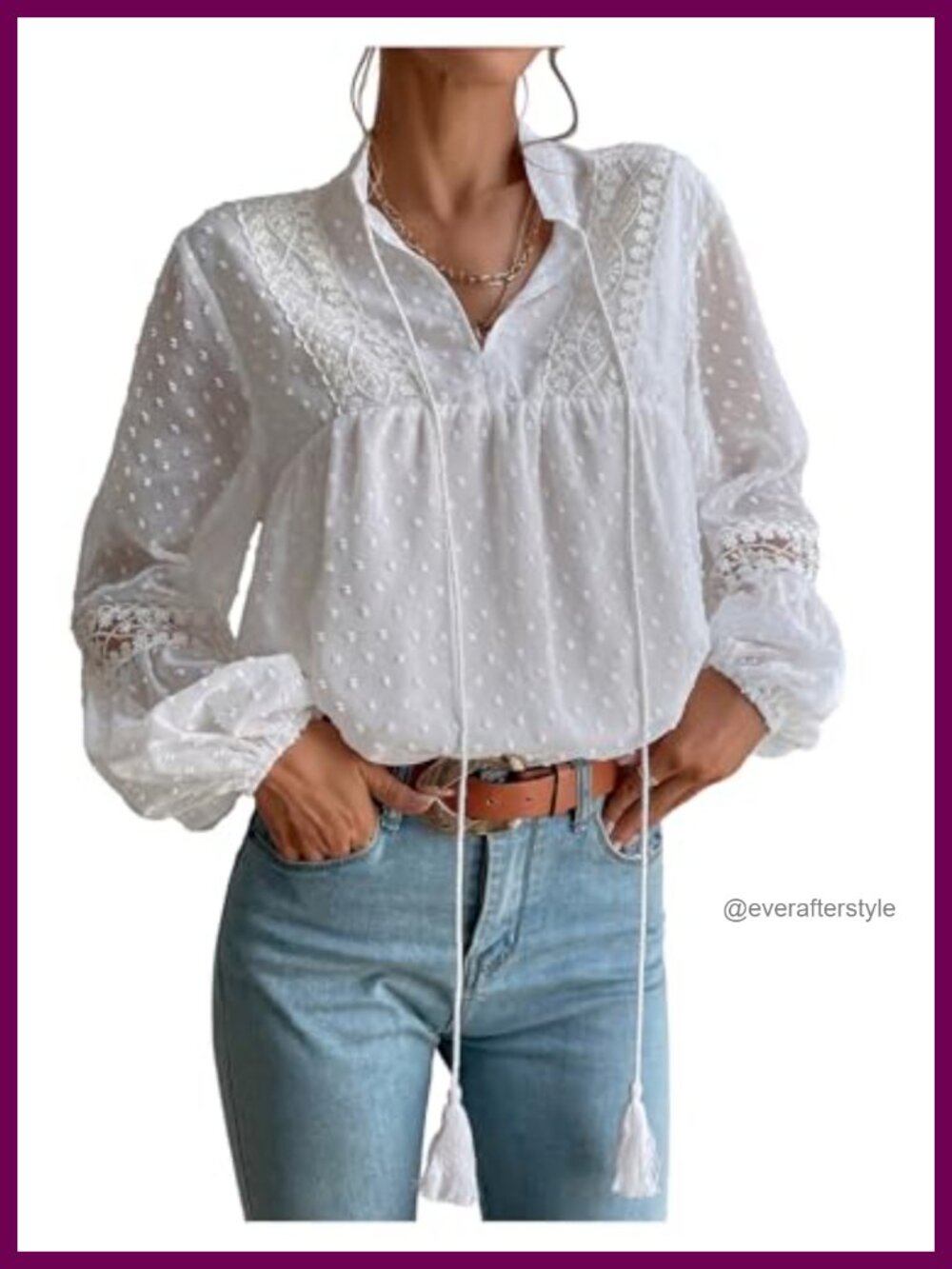 GORGLITTER Women's Floral Lace Sheer Long Sleeve Tunic Top Blouse